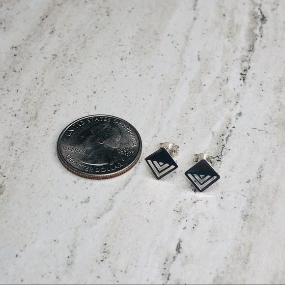 925 Sterling Silver Geometric Square Earrings - Picture 12 of 16